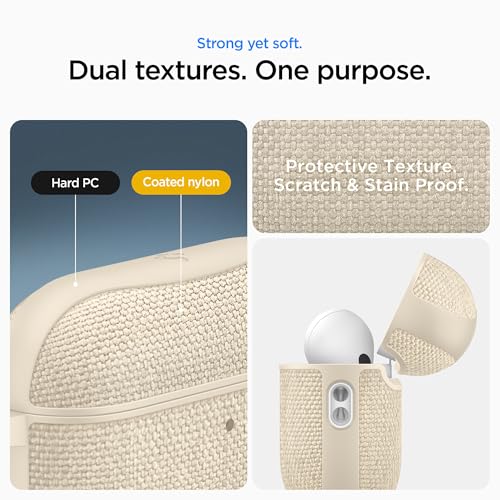 Image of Spigen for AirPods Pro 3 Case, Urban Fit Compatible with AirPods Pro 3rd Generation Case (2025), Premium Fabric Cover with Carabiner - Dune Beige