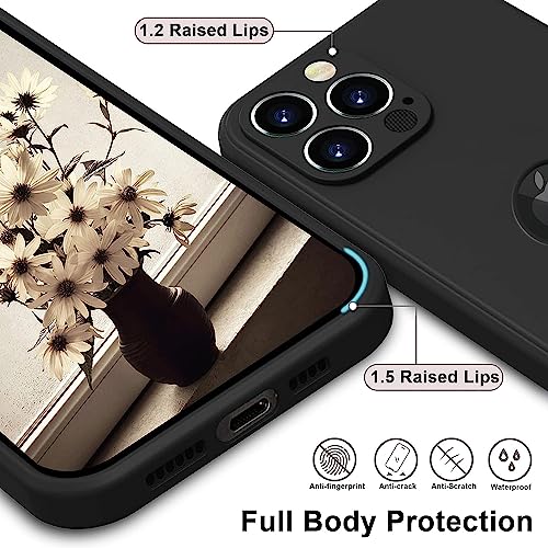 Image of VONZEE Shockproof Matte Flexible Back Cover for iPhone 13 Pro Max Case Square Pattern Liquid Silicon TPU Camera Protection Back Cover (6.7 Inch) - Black