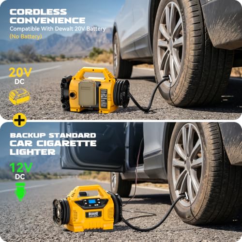 Image of 3X Faster 160PSI Cordless Air Compressor Compatible with DeWalt 20V Battery