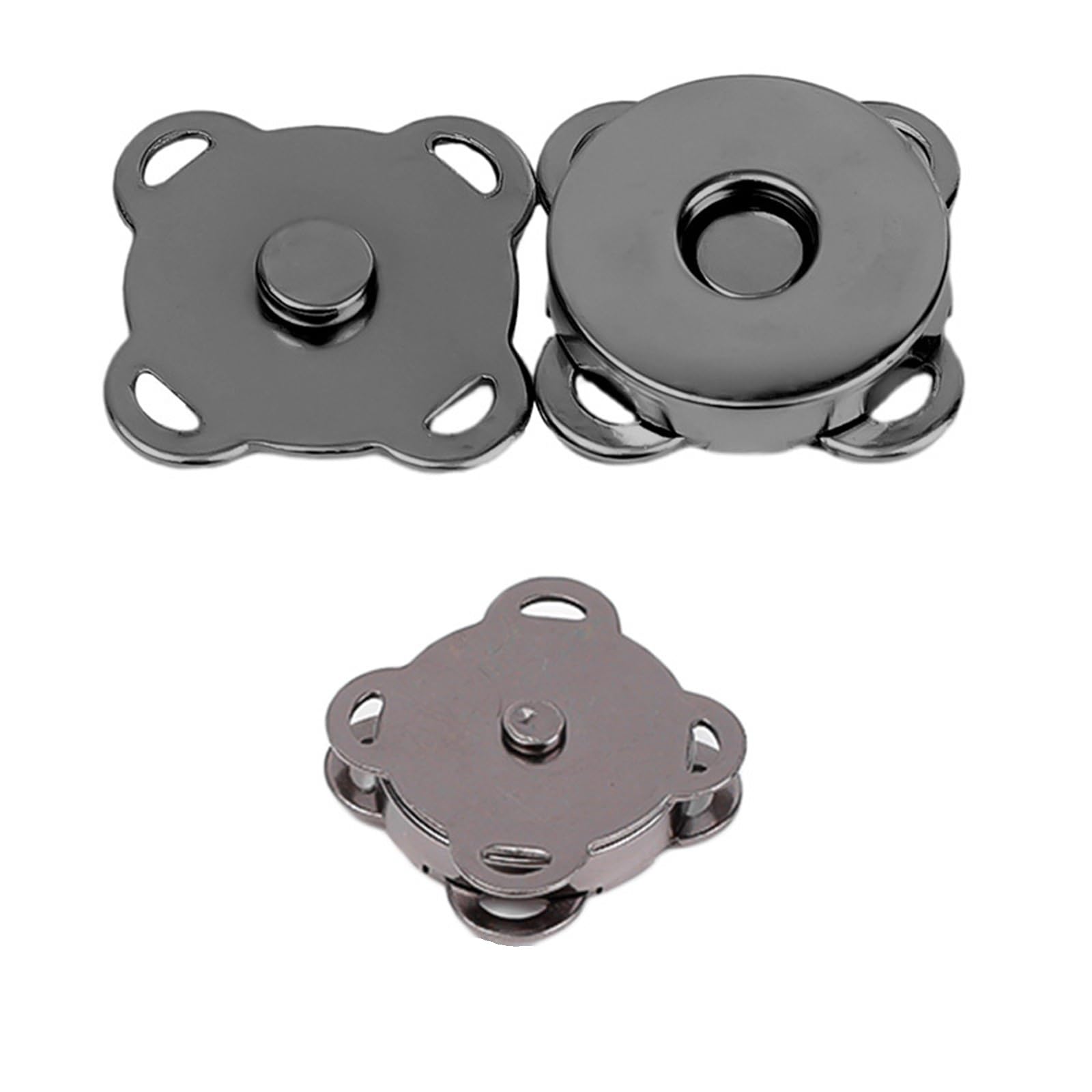 Magnetic Press Studs 1/10Sets Magnetic Snap Button Metal Invisible Sew on Lock Clasps Fasteners for Purse Bags DIY Accessories(Gun Black - 14mm,5pcs)
