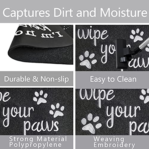 Welcome Mats For Front Door Wipe Your Paws Funny Doormat, Durable Natural Rubber Non Slip Back Mat Indoor Outdoor Doormats Dog Doormats Pet Mats For Entryway Porch Black Mat #TOP3