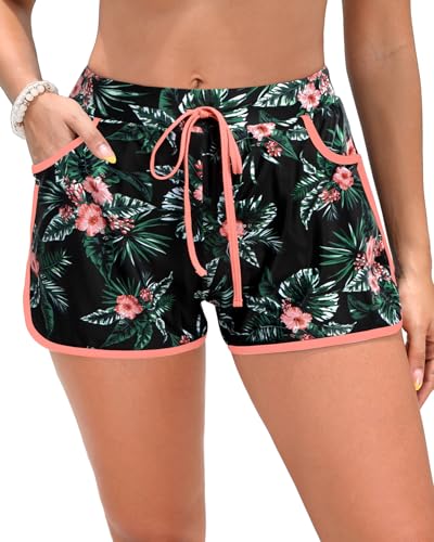 Tempt Me Women Swim Shorts with Pockets - Beach Boardshorts Drawstring Swim Trunks Bathing Suit Bottoms 20254