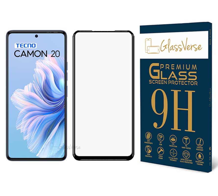 GlassVerse 11D Tempered Glass For Tecno Camon 20 Cellphone (Pack of 1) With Free Installation Kit Full Screen Coverage-6.567 Inch