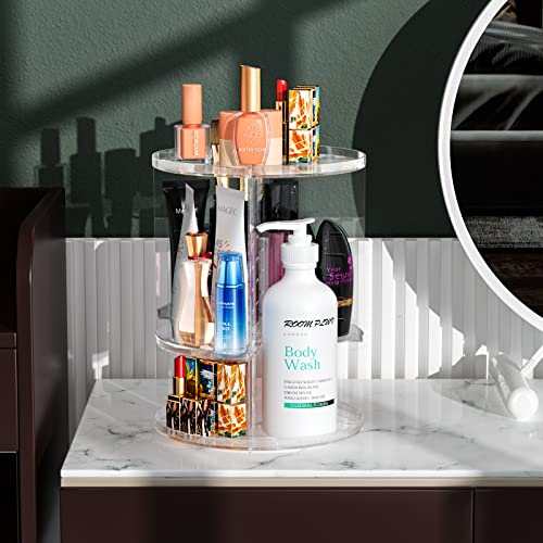 Fousenuk Make Up Kosmetik Organizer, 360 Drehung Lippenstift-Organizer Transparent, Kosmetische Aufbewahrungsbox Desktop für Dresser Badezimmer Schlafzimmer, Kommode aus Kunststoff