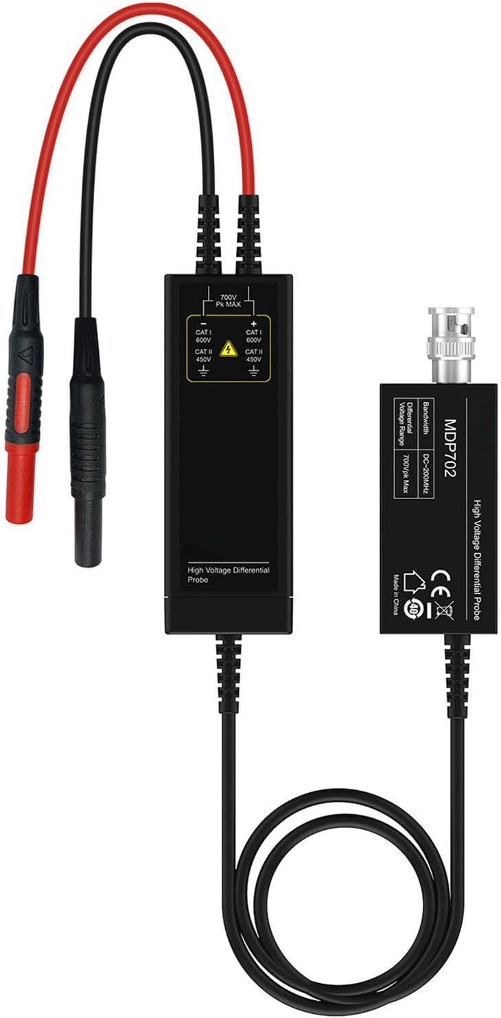 Eujgoov High Accuracy Dual Range Selection Oscilloscope Clip Probe, Compact and Portable, BNC Interface, 200MHz 700V for Switching Power Supply Design (US Plug 100‑240V)