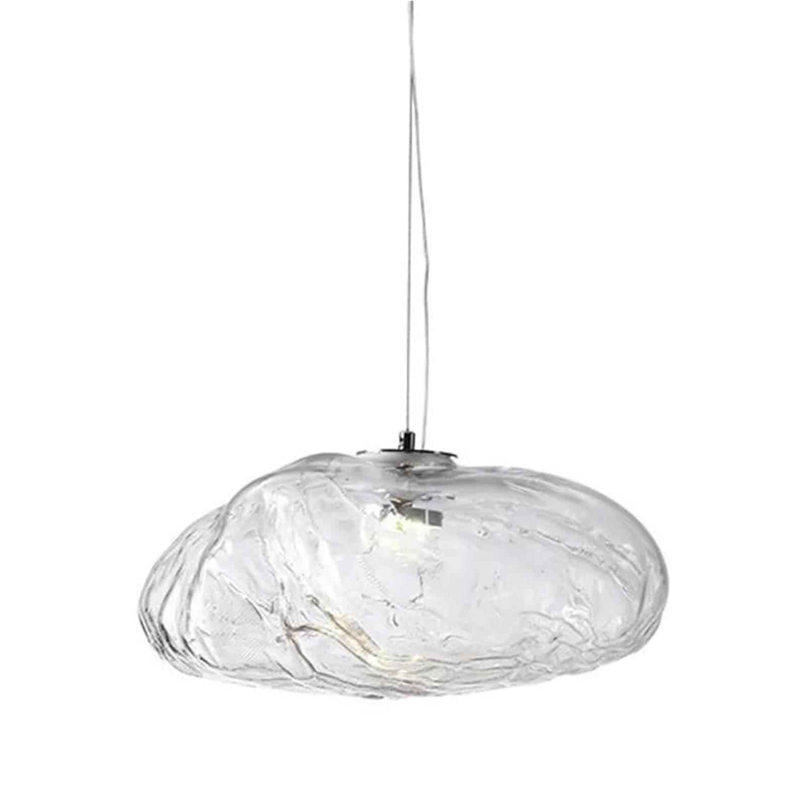 KHUKHU Oval Clouds Shape Clear/Coffe/Grey Glass Round Ball Single Head Pendant Light Fixture Metal Lamp Holder Nordic Style Hanging Lamp Adjustable Cord Barber Shop Cafe Restaurant(Clear,7.9in/20cm)