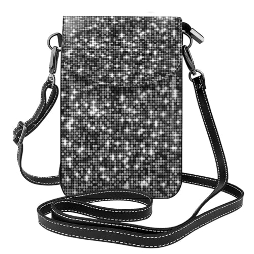 Petit sac bandoulière paillettes : portefeuille cuir PU avec rangements cartes