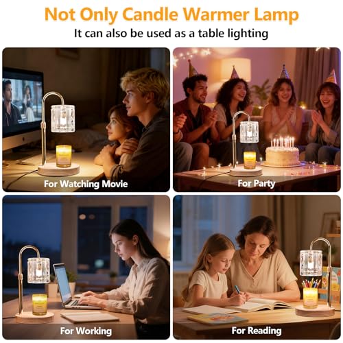 Candle Warmer Lamp with Timer and Dimmer 4-Level Dimmable Flower Light Heat Lamp for Jar Candles Adjustable Height Modern Cute Home Decor for Living Room Bedroom (Gradient-Square) - image 6