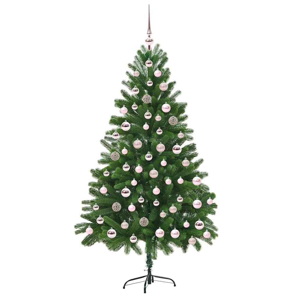 Choinka zielona, 180 cm, sztuczna choinka z polietylenu, z 300 diodami LED o ciepłej białej barwie, wytrzymała podstawka, smukły kształt, do użytku wewnątrz i na zewnątrz, trwała, świąteczna dekoracja