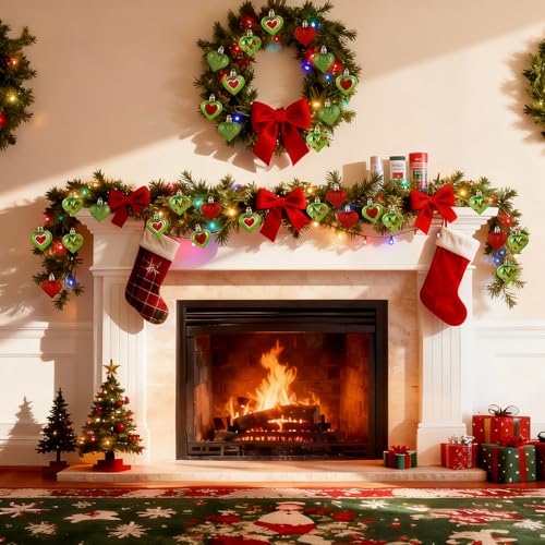 30 décorations de Noël en cœur vert citron de 4,6 cm pour vos tables de fête - 8