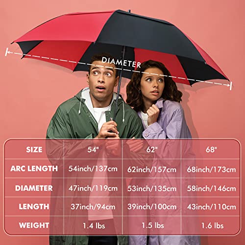 Image of NINEMAX Golf Umbrella, 51 /54 /62 /68 Inch Large Windproof Umbrella for Rain