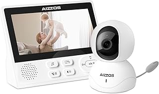 Baby Camera Monitor, 720P 5" No WiFi Video Baby Monitor with Camera and Audio 4000mAh Battery, Invisible Night Vision, PTZ Remote, 2-Way Talk, VOX Mode, Lullaby, Feeding/Temperature Remider