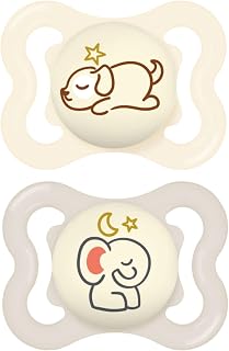 MAM Supreme Night Baby Pacifier, for Sensitive Skin, Patented Nipple, 2 Pack, 0-6 Months, Unisex