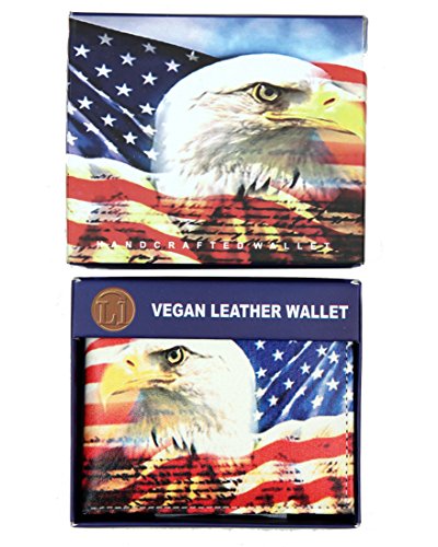 WLT-105 - Mens USA Flag with Eagle Wallet Credit Card Holder and ID Display4