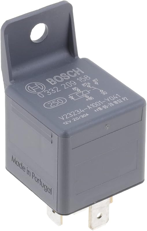 Relé mini comutador Bosch 0332209158, 5 pinos, 12 V, 20/30 A, diodo e suporte integrado – 1 unidade
