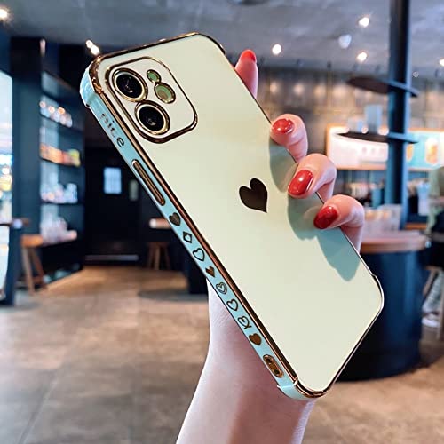 Coque de Luxe iPhone 12 Pro avec Cœur Latéral Plaqué Or et Silicone 6D