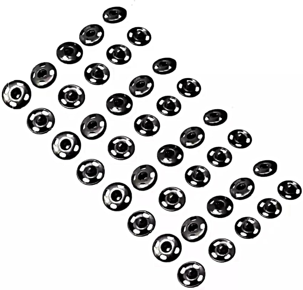 50 Sets Black Snap Fasteners 10mm Metal Clasps Sew-on Tich Buttons, Quality Stitch Press Studs for Sewing | by POUNDXPENCE Co®