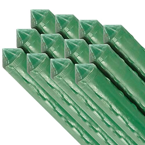 Tradineur - Pack de 12 tutores de Acero plastificado para Plantas de Ø 0,80 x 180 cm, Ideal para el Cuidado del jardín. Varillas para el Cuidado de Plantas y arboles (Color Verde)
