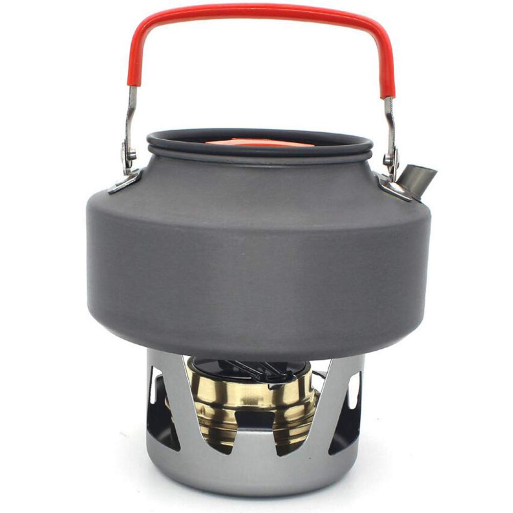 REDCAMP Mini alcoholfornuis voor backpacking, campingfornuis, lichte messing Spirit brander met aluminium standaard voor kamperen, wandelen, alcoholfornuis, zwart