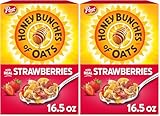 Post Honey Bunches of Oats with Strawberries Breakfast Cereal, Honey Oats and Strawberry Cereal, 16.5 OZ Box (Pack of 2)