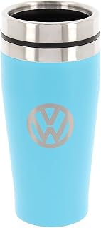 VW Collection - Insulated Stainless Steel Thermo Drinking Cup in VW Logo Design, Double-Walled (450ml/15.2 fl oz/Turquoise)