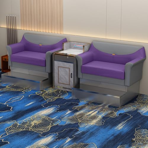 KIBONCY Sofá for espectadores de Billar con cojín Resorte, Silla visualización salón Cuero PU Estante for Tacos y reposapiés(C,3)