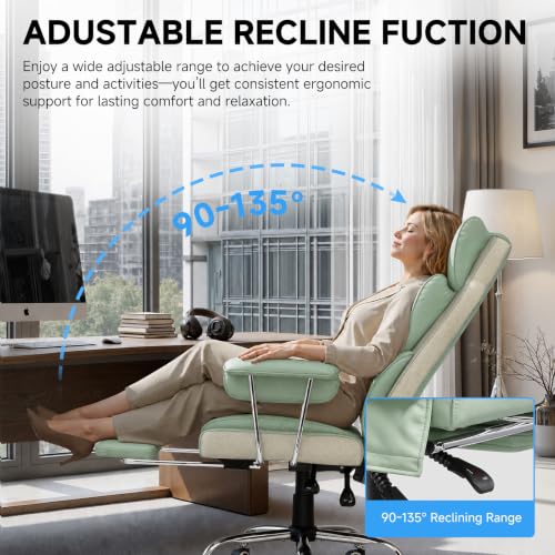 Image of GTPLAYER Gaming Chair,Office Chair with Pocket Spring Lumbar Support, Ergonomic Comfortable Wide Office Desk Computer Chair with Outward Fixed Soft Armrests and Footrest（Gray Green）