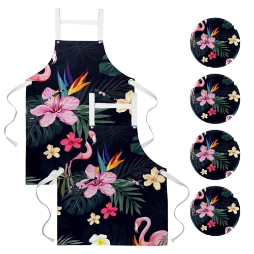 Tablier de serveuse flamant rose idéal pour la pâtisserie et le nettoyage du bar