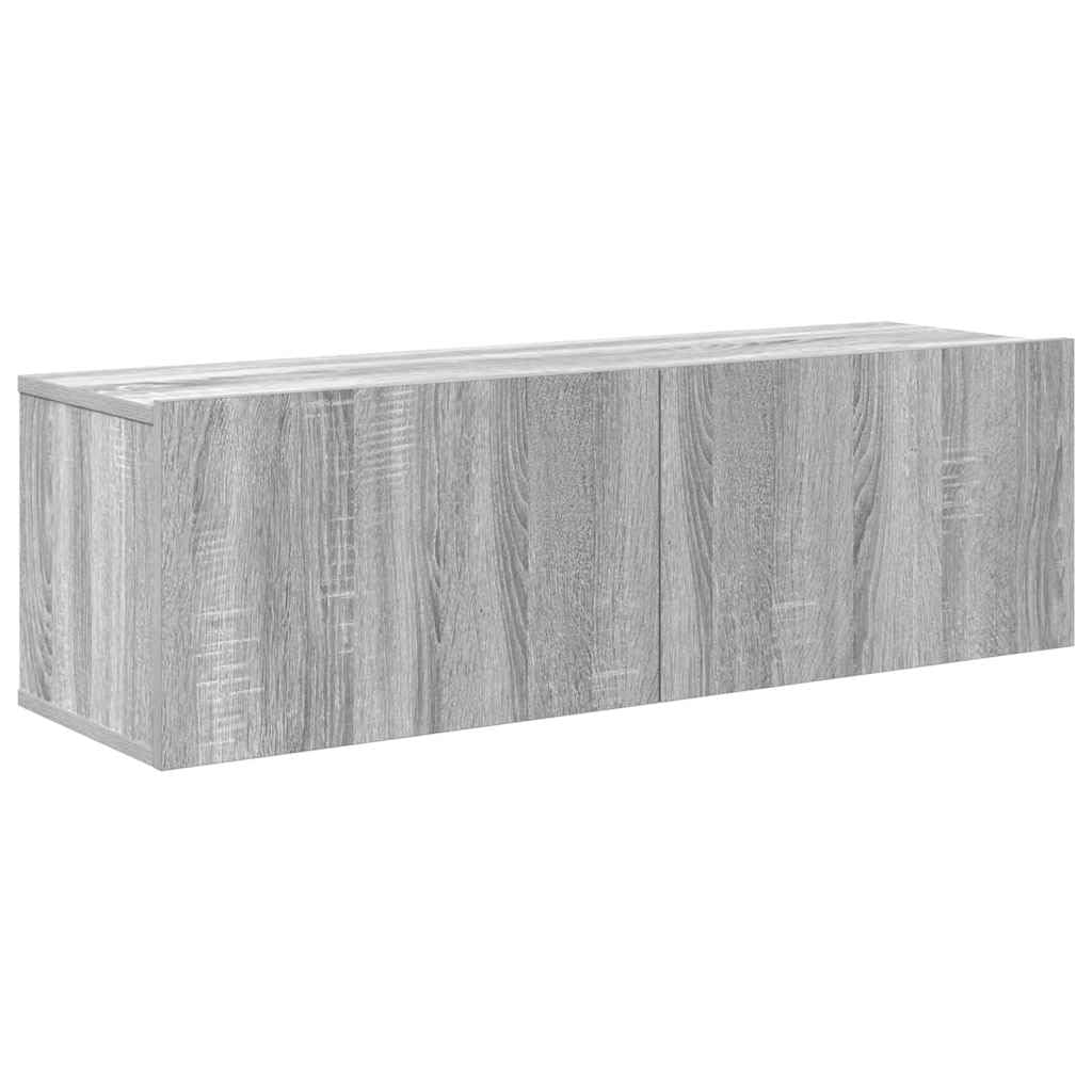 3-TLG. TV-Schrank-Set Grau Sonoma Holzwerkstoff, Wandmontage, Modernes Media-Center für Wohnzimmer, Vielseitige TV-Möbel mit Stauraum