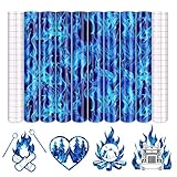 Tintnut Flame Permanent Adhesive Vinyl - 8 Sheets 12'x10' Blue Fire Patterned Permanent Adhesive Vinyl for Cutting Machine, Home Decor Self Sticker