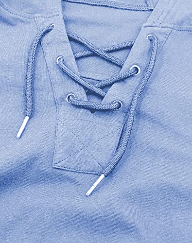 Yuccalley Men's Fashion Hoodies Long Sleeve Cotton T-Shirt Hooded Sweatshirts Casual Pullover (Large, J-Blue, L) #TOP2