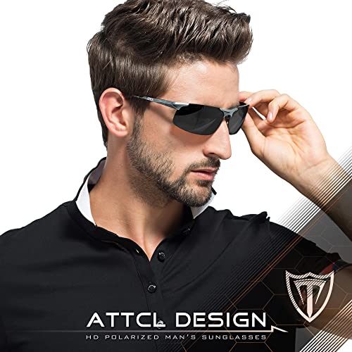 ATTCL Bundle gifts for men Fashion Driving Polarized Sunglasses for Men Al-Mg Metal Frame Ultra Light:(8177-Gray)+(8177-black-gray)3