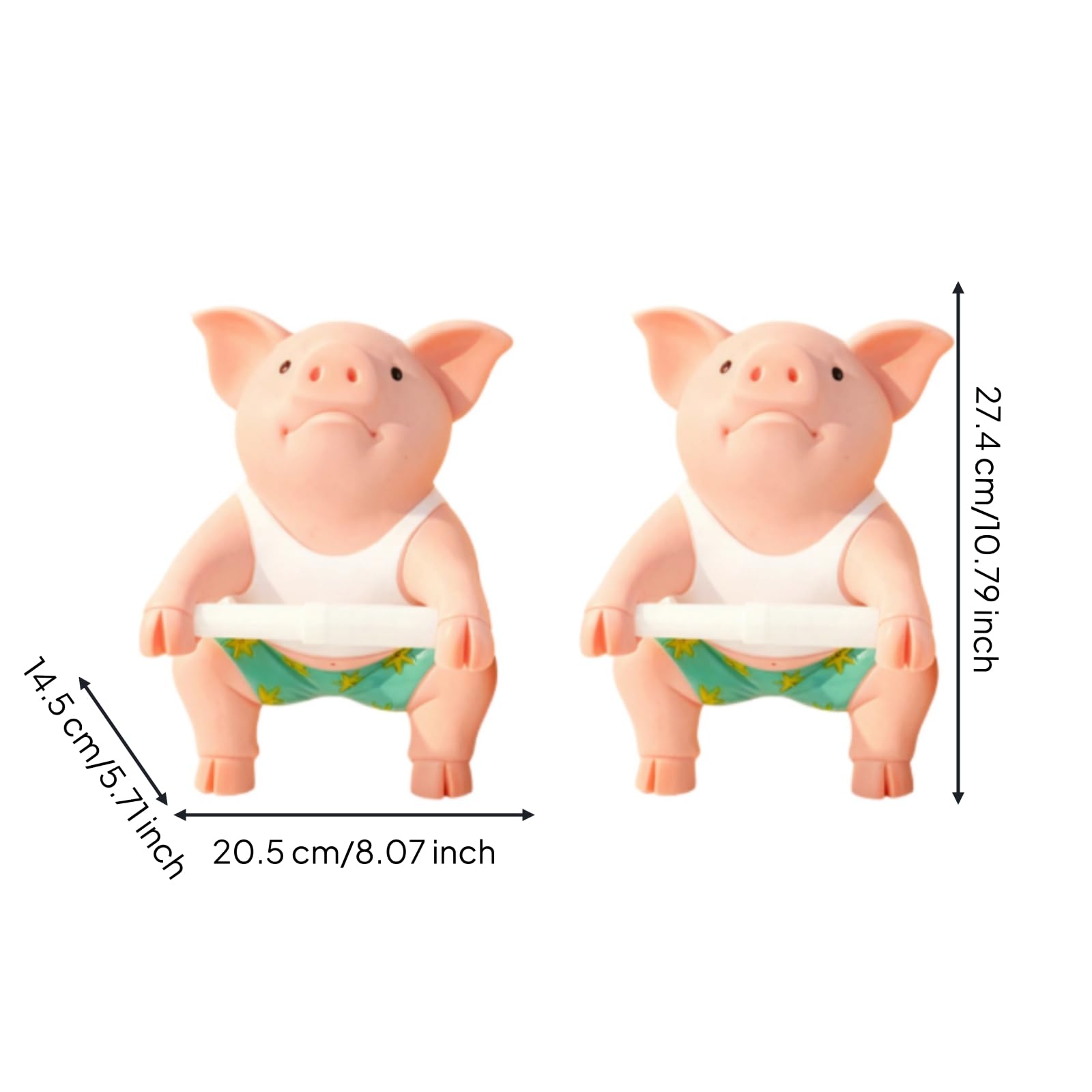 Qianly Porta Carta Igienica con Forma di Animale Carino Porta Rotolo a Forma di Animale orabile Portarotolo per Bambini, Fitness Pig - A PAIR