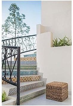Maykoosh Square Twisted Ottoman, Exotic Hand-Woven Abaca Style with Foam Cushioning for Comfort, Dimensions: 18 L x 18 W x 16 H, Stylish Addition to Any Room