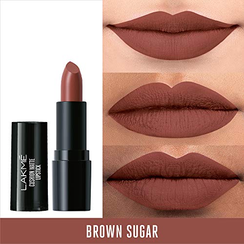 LAKMÉ Cushion Matte Lipstick, Brown Sugar, Long Lasting, Comfortable Velvet Matte Finish - Waterproof, Non Drying, Creamy Matte Bullet Lipstick, 4.5G - Image 3