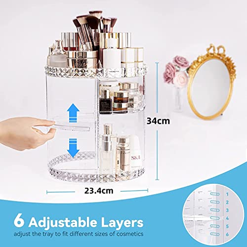 Make Up Organizer, 360° Drehbar Schminktisch Kosmetik Organizer, Parfüm Aufbewahrung,Skincare Beauty Organizer Schminke Kosmetikbox zubehör für Dresser Schlafzimmer Badezimmer, Transparent - 4