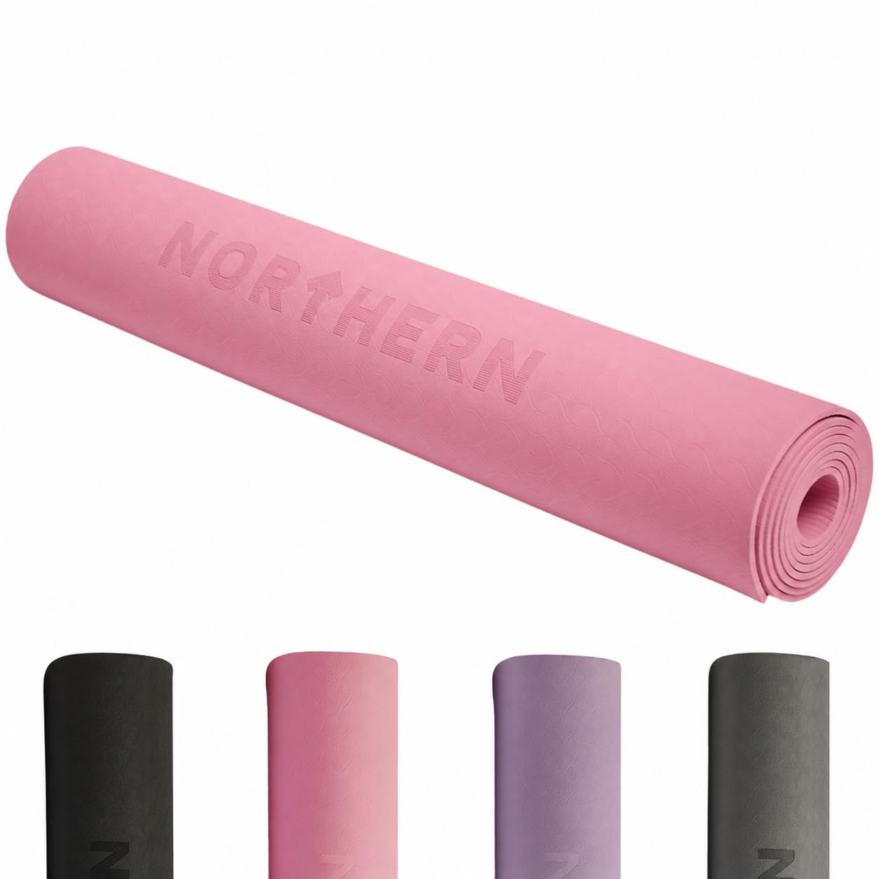 NORTHERN Yoga Mat 4mm Compact Lightweight Large Surface Gym Exercise Fitness Perfect for Pilates Gymnastics Workout Mat Non Slip Home Gym Training Equipment (Dusk Pink)