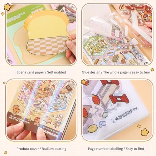 Image of FAMOUS QUALITY 50 Sheet DIY 3D Sticker - Scene Collection Book for Kids, Adults, Cute Make Your Own Shop House Stickers for Gifts, Stickers Therapy, Adult Relief, Stress, Pass The Time, Play Park