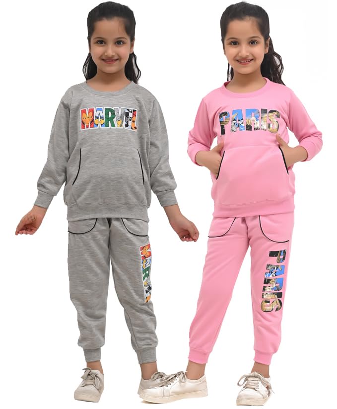 Image of Kids Girls Winter Sweatshirt with Pyjama Set for Girls and Boys | Pack of 2