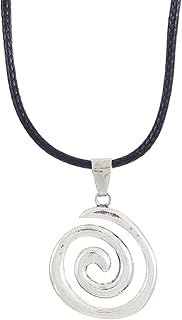 Twirl Spiral Pendant Necklace Antiqued Silver Plated Punk Personalized W...