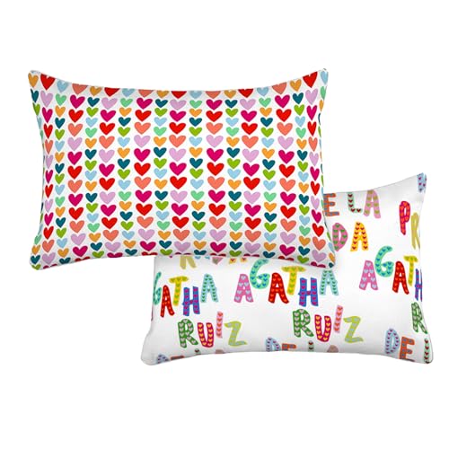 Funda de Cojin 60x40 - Tejido Jacquard Cremallera Invisible - Cojin Cama Decorativos, Sofá y Hogar - Almohada Pequeña para Sofás de Salón - Pillow Case Elegante. (Corazones de Colores)