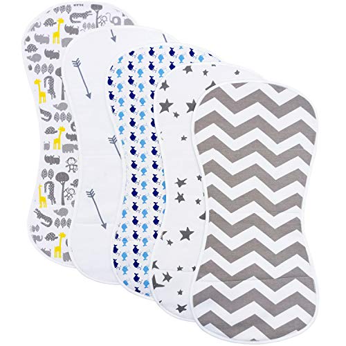 Image of Organic Burp Cloths for Baby Boys and Girls - Combed Cotton Baby Burp Cloths, Burp Cloths for Newborn 5-Piece Set