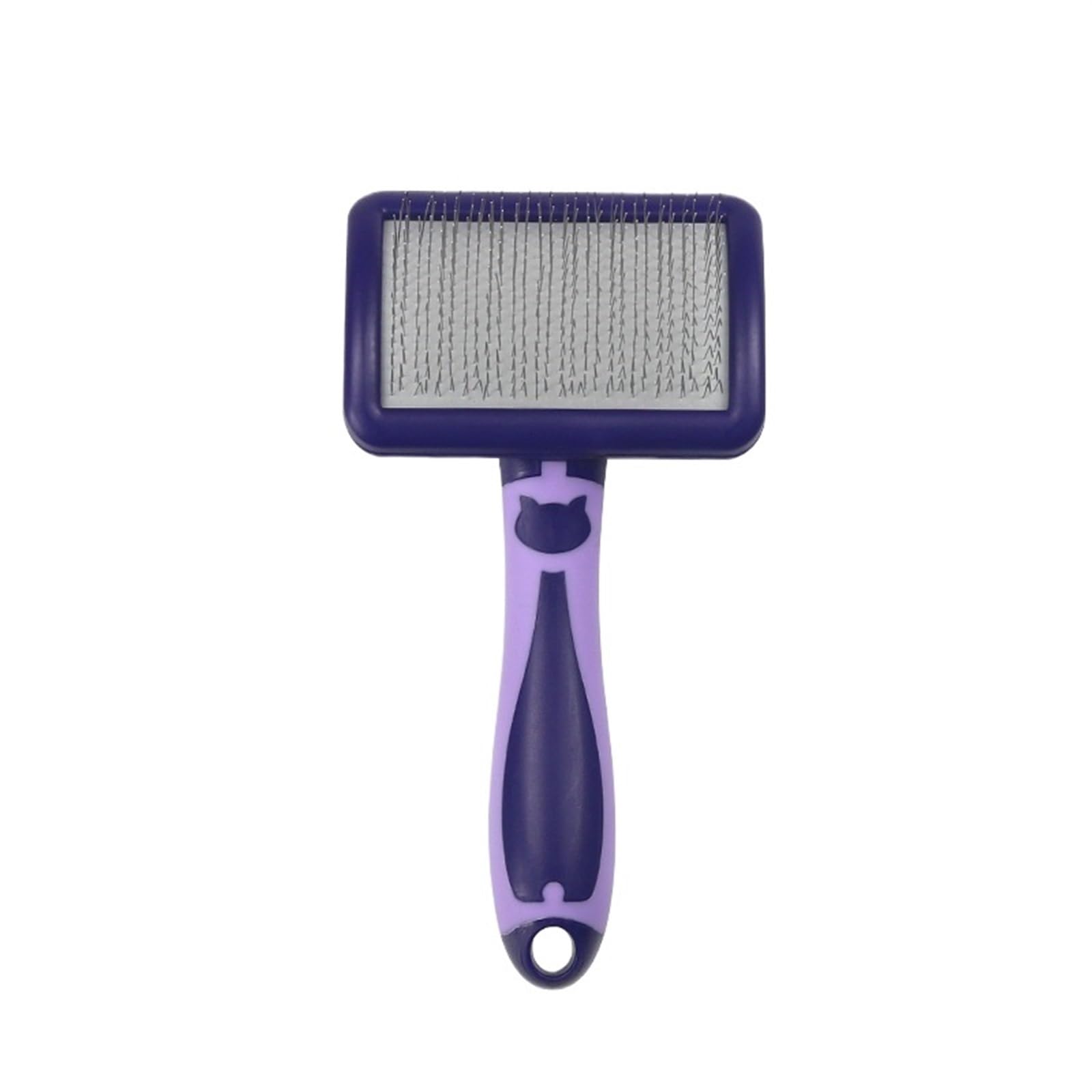 Peine de aguja para el pelo de perro, peine de peluche bichón para peinar mascotas y gatos, peine de aguja curvado duro (morado, pequeño)