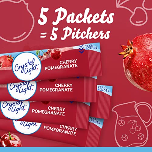Crystal Light Cherry Pomegranate Naturally Flavored Powdered Drink Mix, 60 ct Pack, 12 Canisters of 5 Pitcher Packets