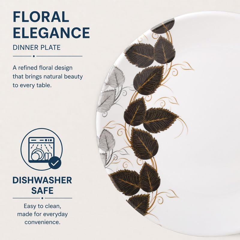 Image of Golden Fish Melamine Dinner Plates Set of 6 for Serving - Full Size, Curved, Vintage Design, Break Resistant for Home, Kitchen, Restaurant, Party (11 inch)