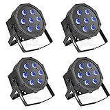 Par Lights, MFL. 7X10W RGBW Stage DJ Lighting LED DMX Par Can Light Party Lights DJ Disco Lights Wash Effect Sound Activated Modes for Party Wedding Church 4pcs