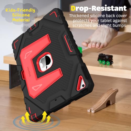 Image of Fintie Kid-Friendly Case for iPad 9th / 8th / 7th Generation 10.2 Inch | Fully-Body Rugged Heavy Duty Shockproof Cover, Portrait & Landscape Viewing, Built-in Kickstand, for Girls /Boys, Black /Pink