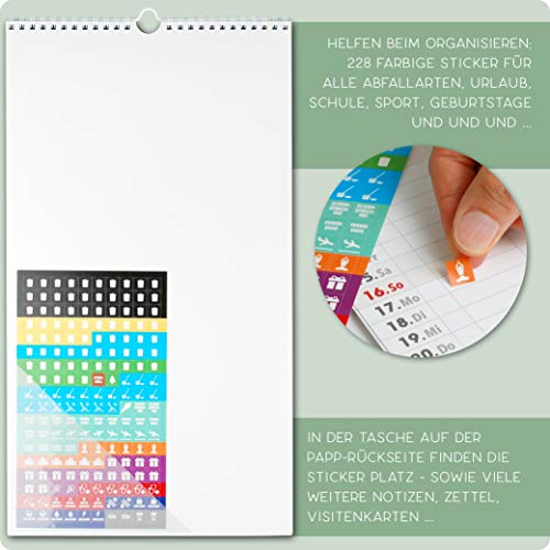 Familieplanner 2022, kalender 2022, wandkalender met 5 kolommen, bloemen, 23 x 43 cm, planner 2022, familiekalender 2022… - Image 6