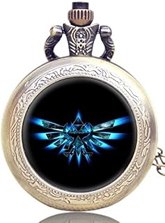 Products Just4U Gift Boxed Legend of Zelda Triforce Quartz Pocket/Necklace Watch + Free Spare Battery