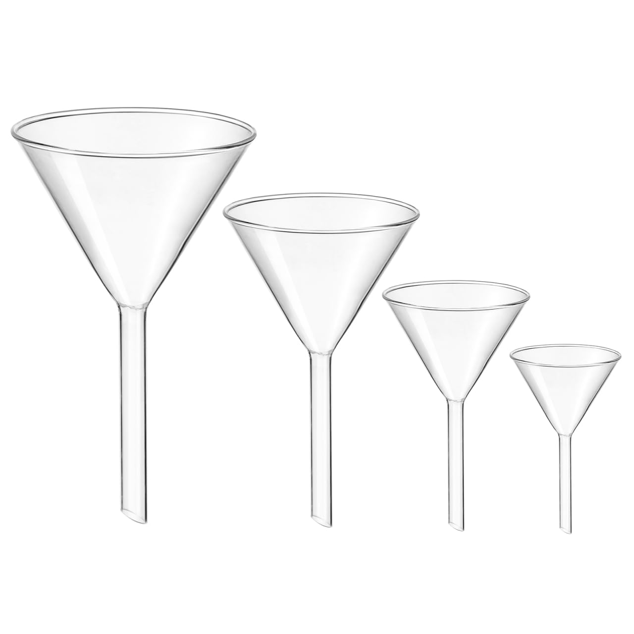 ULTECHNOVO Lot de 4 entonnoirs triangulaires en verre pour laboratoire - Dimensions : 40 mm, 50 mm, 75 mm, 100 mm - Transparent
